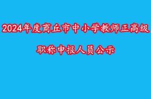 2024年度商丘市中小学教师正高级职称申报人员公示